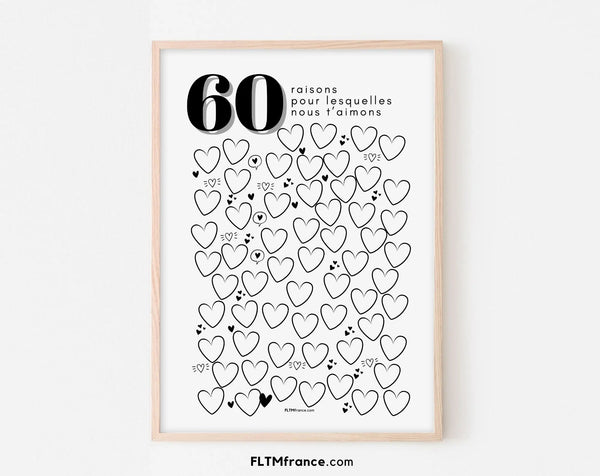 Affiche 60 raisons pour lesquelles nous t'aimons - Livre d'or 60 ans