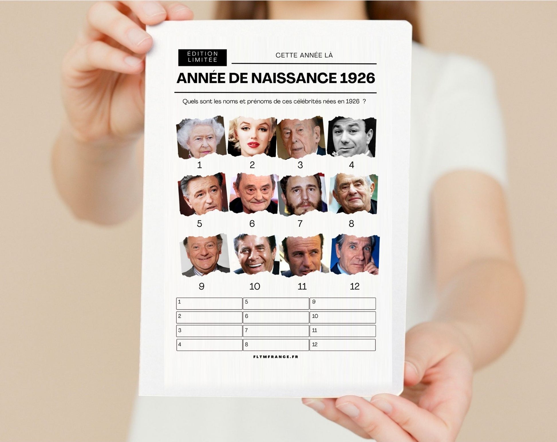 Jeu anniversaire année 1926 - 10 jeux à imprimer pour fêter les 100 ans FLTM