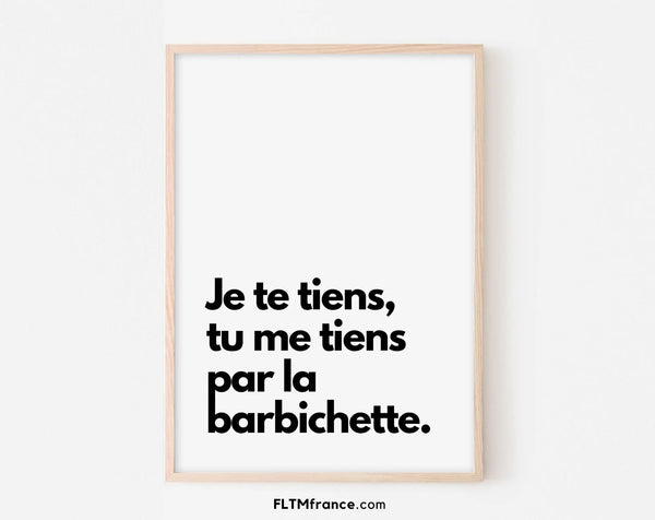 Je te tiens, tu me tiens, par la barbichette - Affiche de citation humoristique