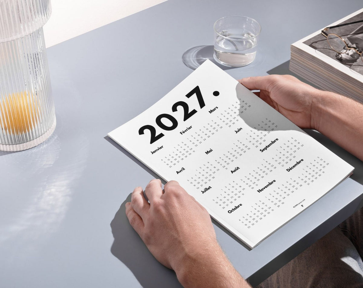Calendrier 2027 minimaliste - Affiche 2027 à imprimer