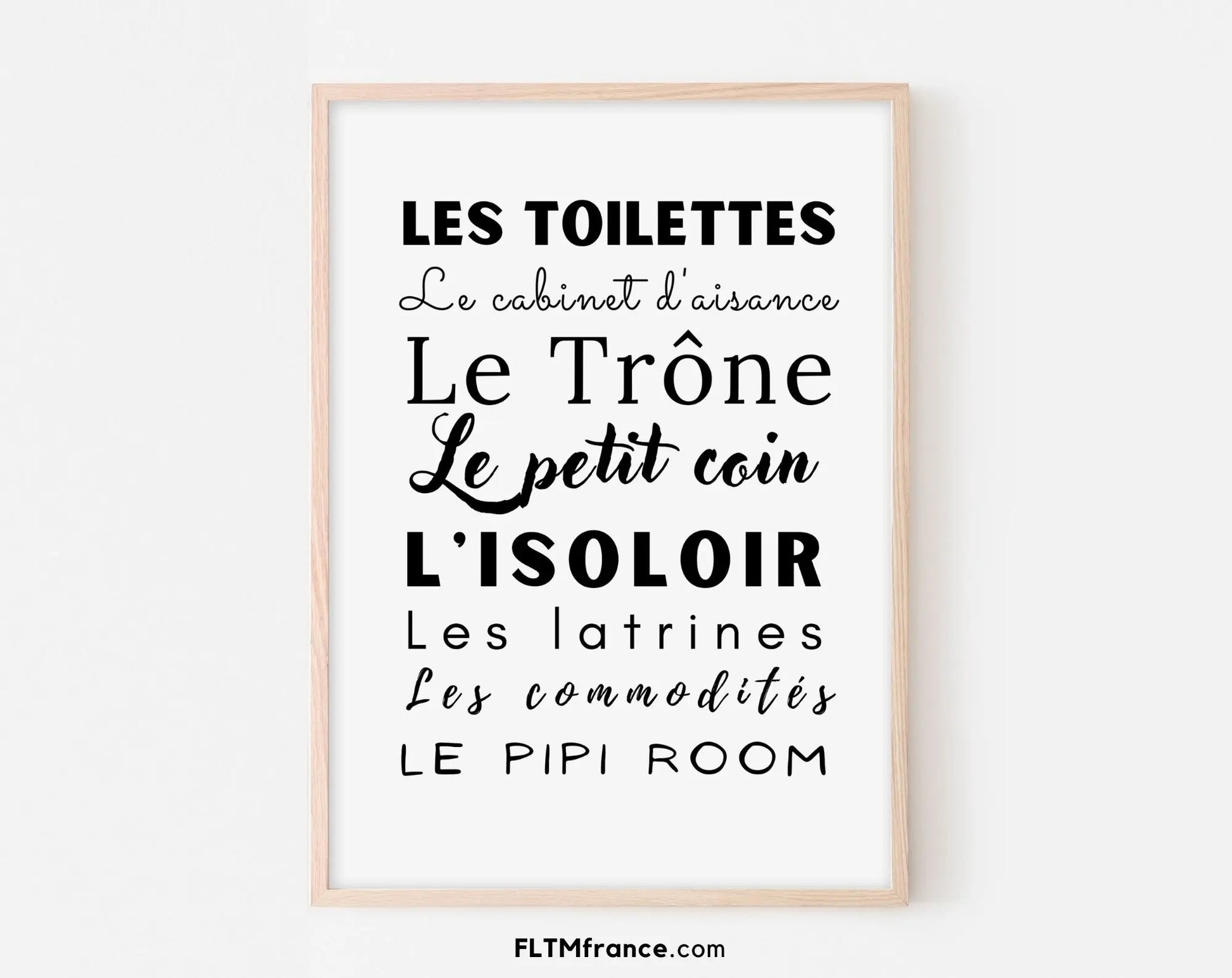 Affiche Les toilettes, le trône, le petit coin, le pipi room... - Poster minimaliste WC FLTMfrance