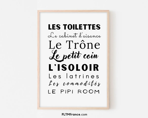 Affiche Les toilettes, le trône, le petit coin, le pipi room... - Poster humour WC