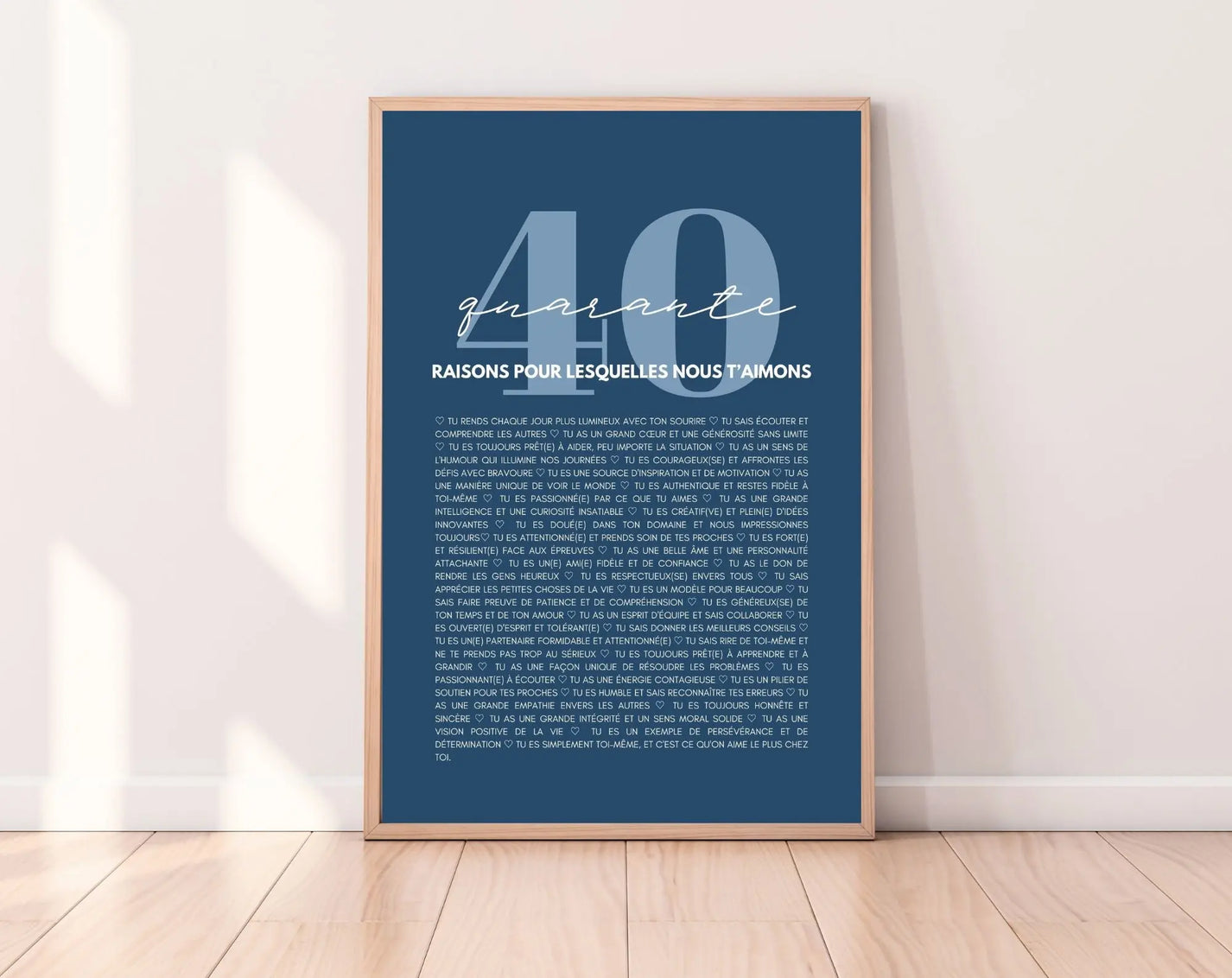 40 raisons pour lesquelles nous t'aimons bleu - Cadeau 40 ans - – FLTM