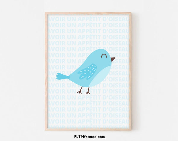Affiche Avoir un appétit d'oiseau - Expression culinaire Française