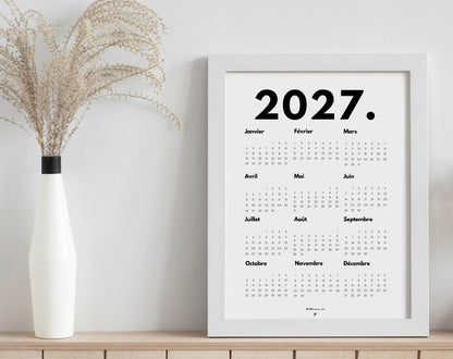 Calendrier 2027 minimaliste - Affiche 2027 à imprimer