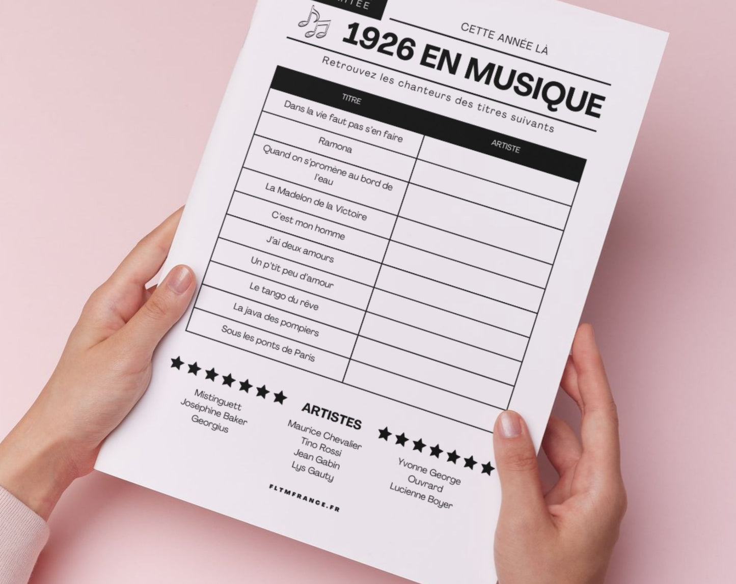 Jeu anniversaire année 1926 - 10 jeux à imprimer pour fêter les 100 ans FLTM