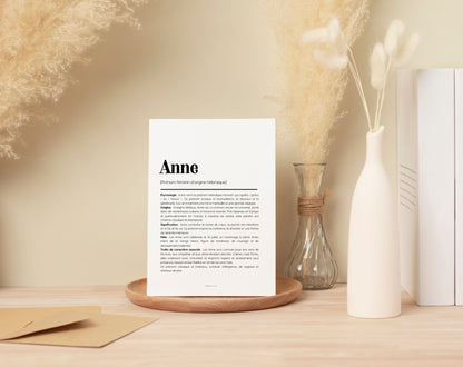 Affiche prénom Anne à imprimer FLTM