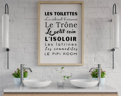 Affiche Les toilettes, le trône, le petit coin, le pipi room... - Poster minimaliste WC FLTMfrance