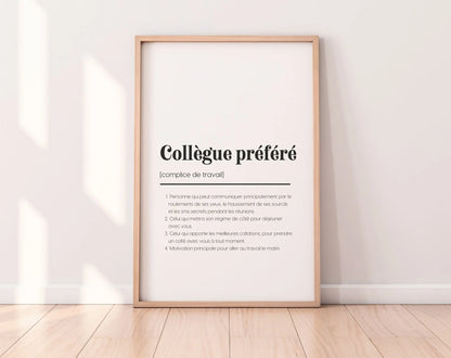 Affiche définition collègue préféré - Affiche définition humour FLTMfrance