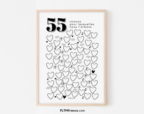 Affiche 55 raisons pour lesquelles nous t'aimons - Livre d'or 55 ans
