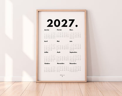 Calendrier 2027 minimaliste - Affiche 2027 à imprimer