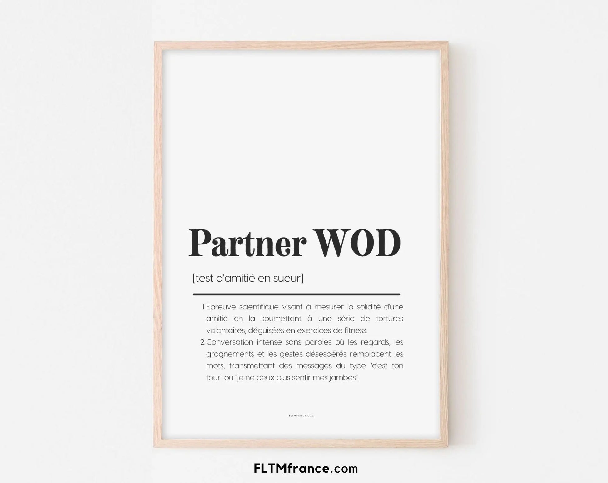Affiche définition Partner WOD - Affiche définition humour sport FLTMfrance