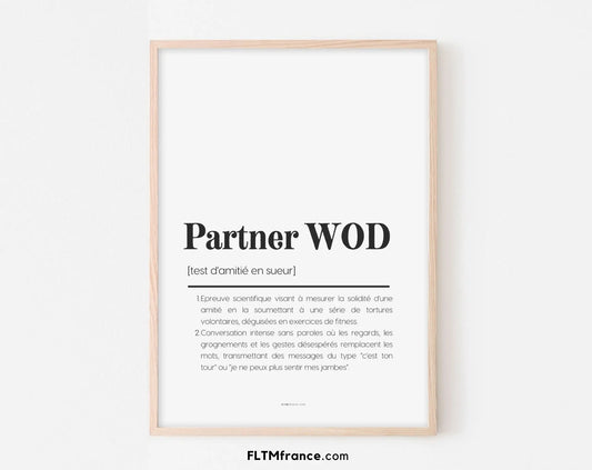 Affiche définition Partner WOD - Affiche définition humour sport FLTMfrance