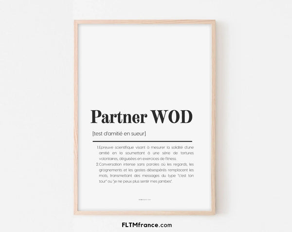 Affiche définition Partner WOD - Affiche définition humour sport