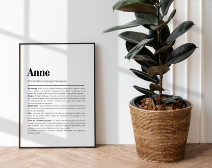 Affiche prénom Anne à imprimer FLTM