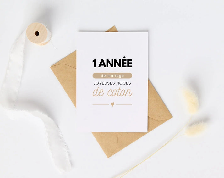 Affiche personnalisée Joyeuses Noces de coton - 1 an de mariage - – FLTM