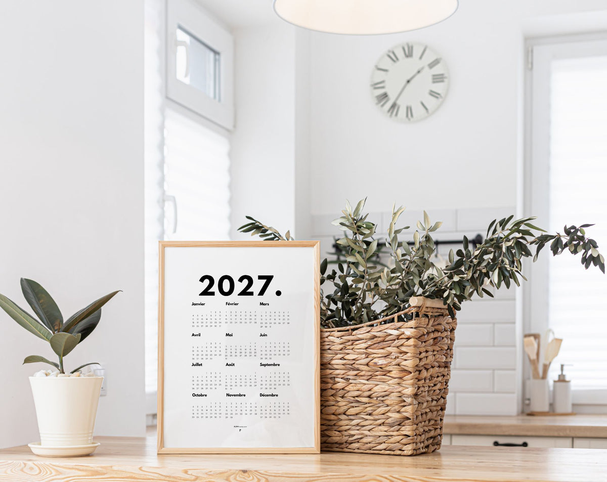Calendrier 2027 minimaliste - Affiche 2027 à imprimer