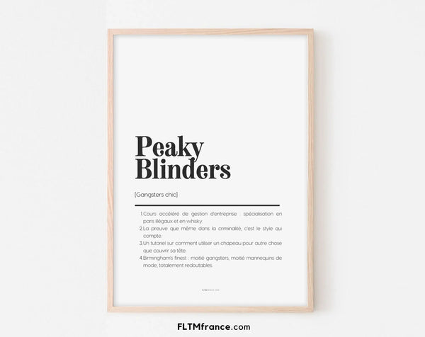 Affiche définition Peaky Blinders - Affiche définition humour série