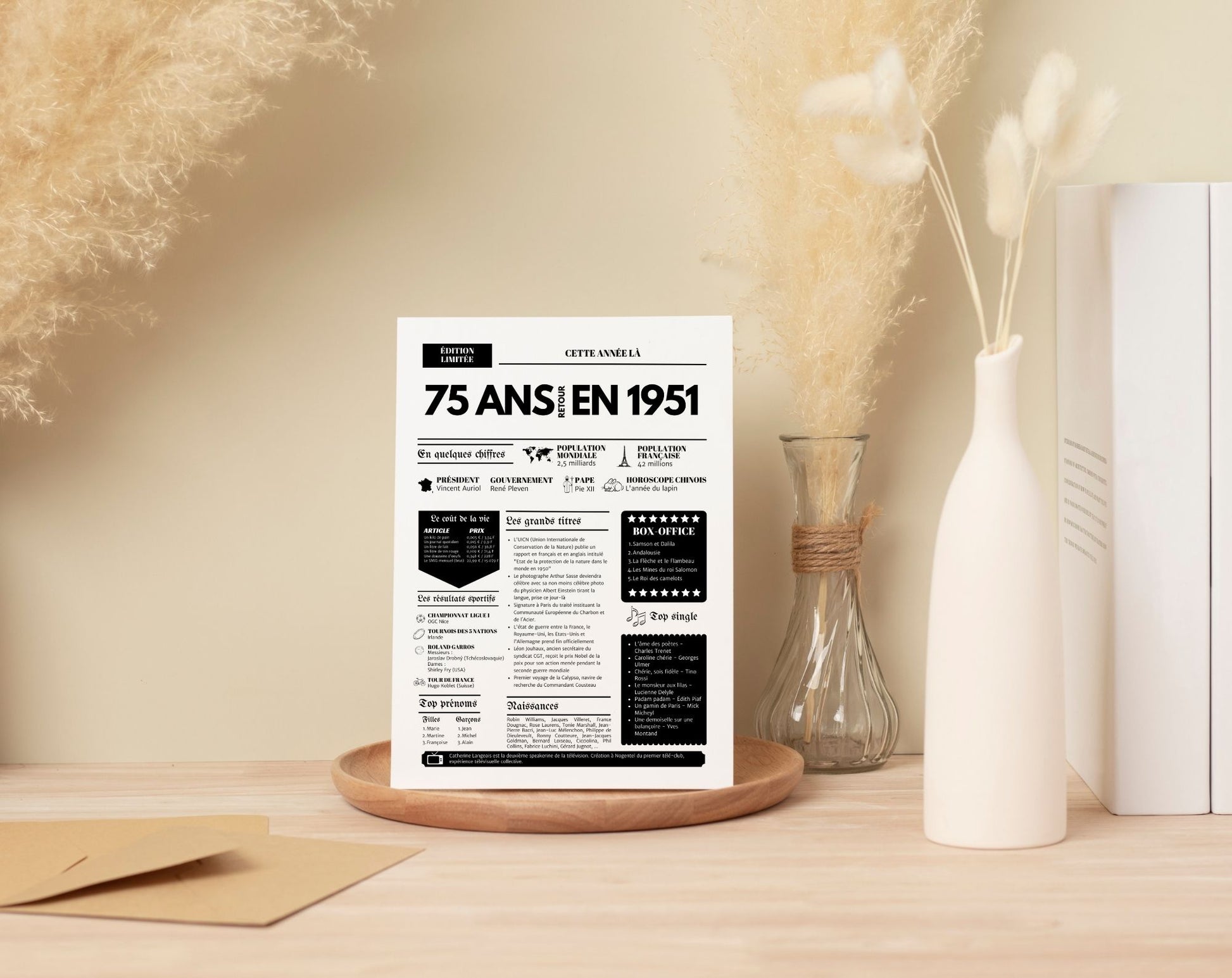 Affiche 75 ans retour en 1950 - Journal de l'année FLTM