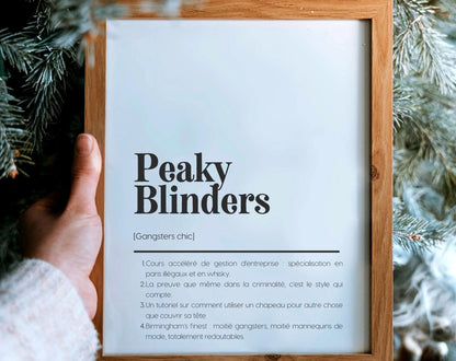 Affiche définition parodique Peaky Blinders - Affiche définition humour série FLTMfrance