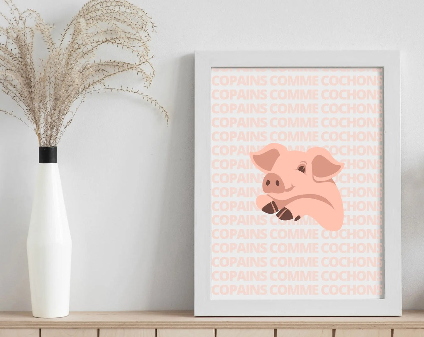 Affiche Copains comme cochons - Expression culinaire Française FLTMfrance