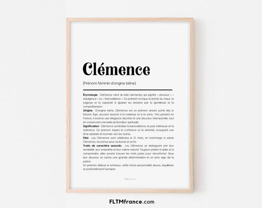 Affiche prénom Clémence à imprimer FLTM