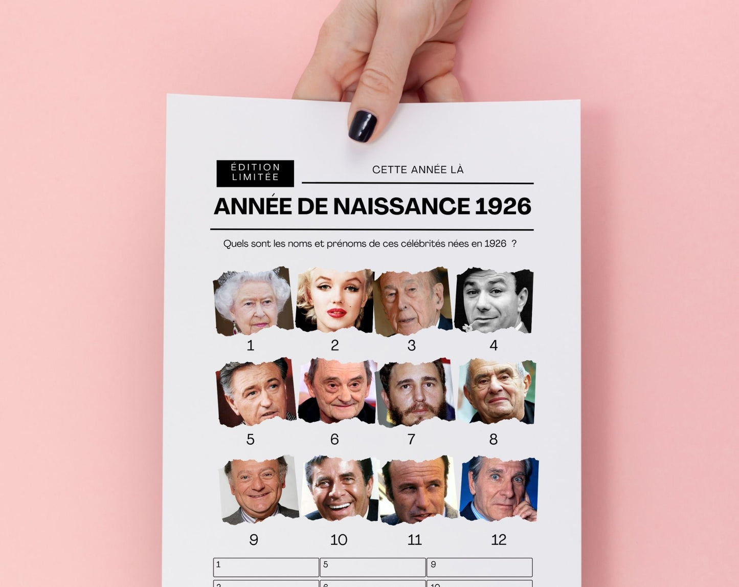 Jeu anniversaire année 1926 - 10 jeux à imprimer pour fêter les 100 ans FLTM