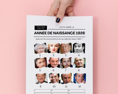 Jeu anniversaire année 1926 - 10 jeux à imprimer pour fêter les 100 ans FLTM