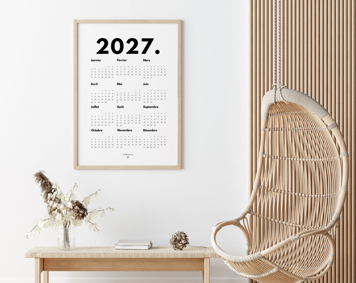 Calendrier 2027 minimaliste - Affiche 2027 à imprimer