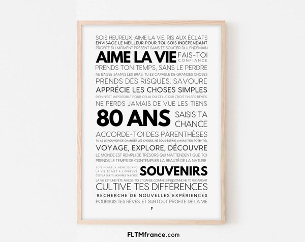 Affiche 80 ans les mots - Affiche anniversaire