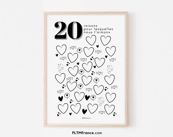 Affiche 20 raisons pour lesquelles nous t'aimons - Livre d'or 20 ans