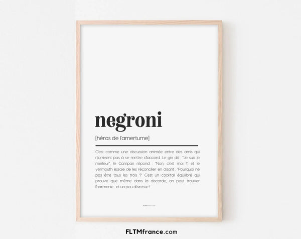 Affiche définition Negroni - Affiche définition humour cocktail