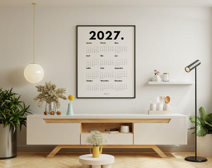 Calendrier 2027 minimaliste - Affiche 2027 à imprimer