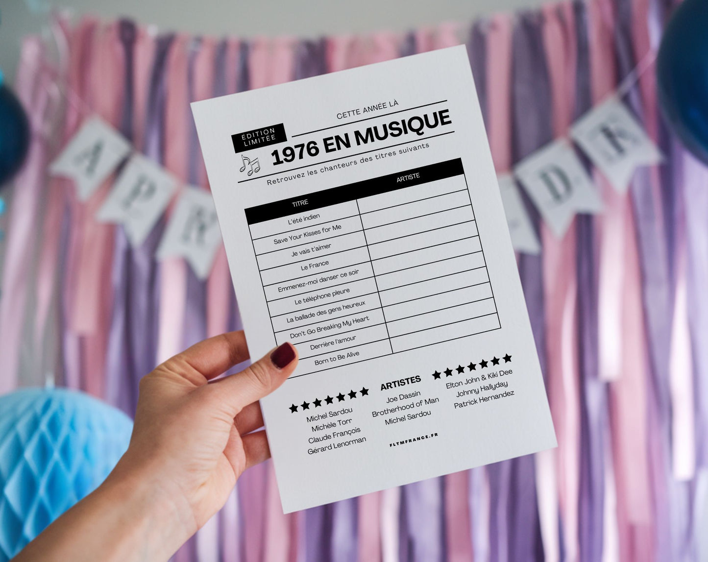 Jeu anniversaire année 1976 - 10 jeux à imprimer pour fêter les 50 ans FLTM