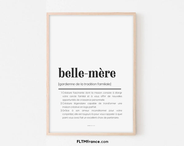Affiche définition belle-mère - Affiche définition humour famille