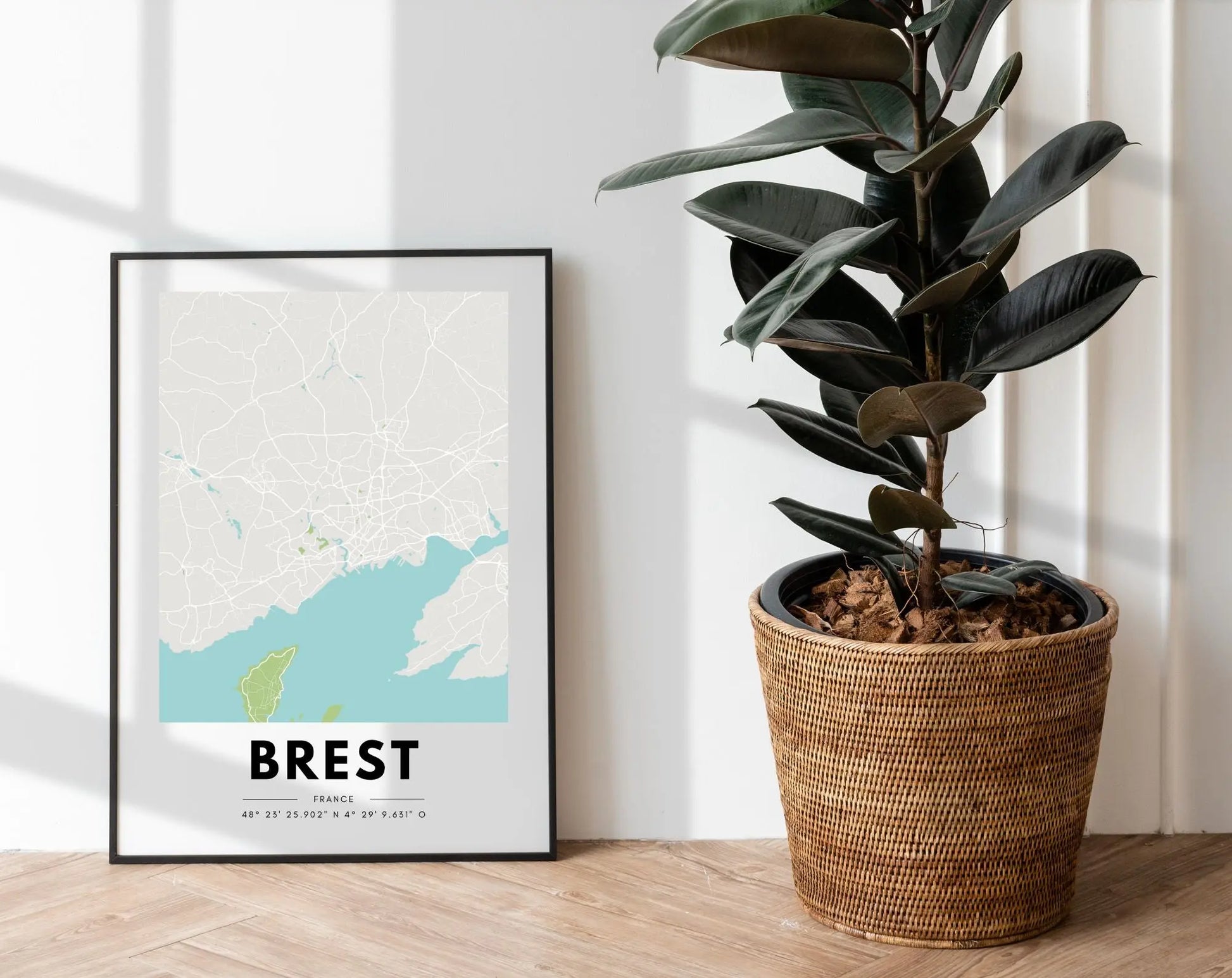 Affiche carte Brest - Villes de France FLTMfrance
