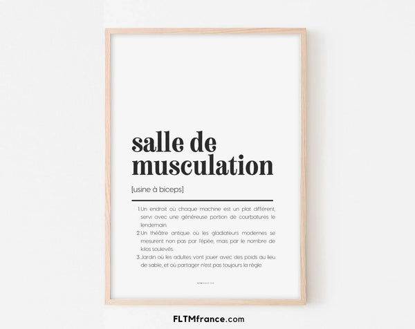Affiche définition salle de musculation - Affiche définition humour sport