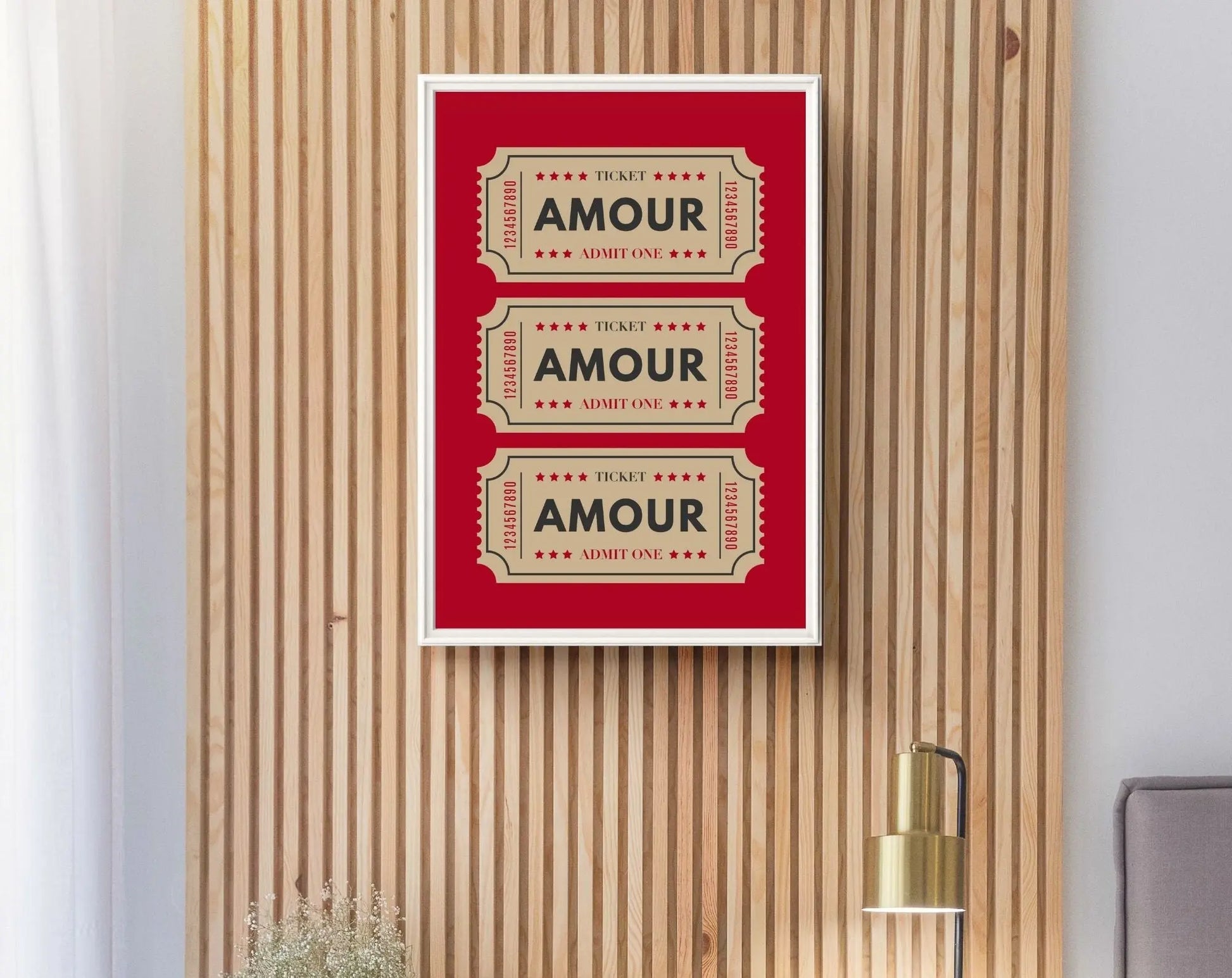 Amour ticket couleur rouge Affiche - Affiche Saint-Valentin - FLTMfrance