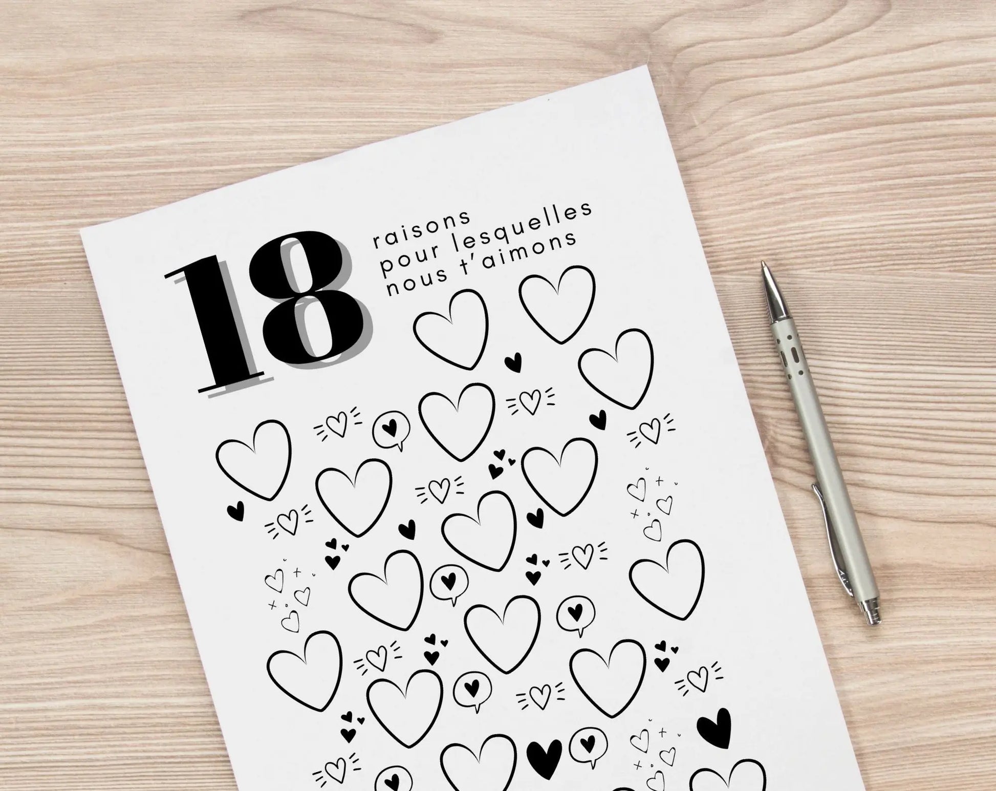 Affiche 18 raisons pour lesquelles nous t’aimons - Livre d'or 18 ans FLTMfrance