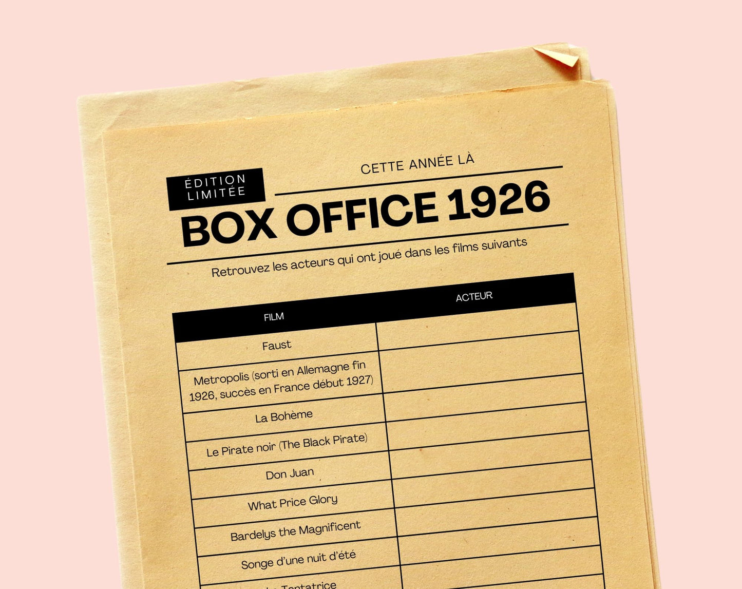 Jeu anniversaire année 1926 - 10 jeux à imprimer pour fêter les 100 ans FLTM