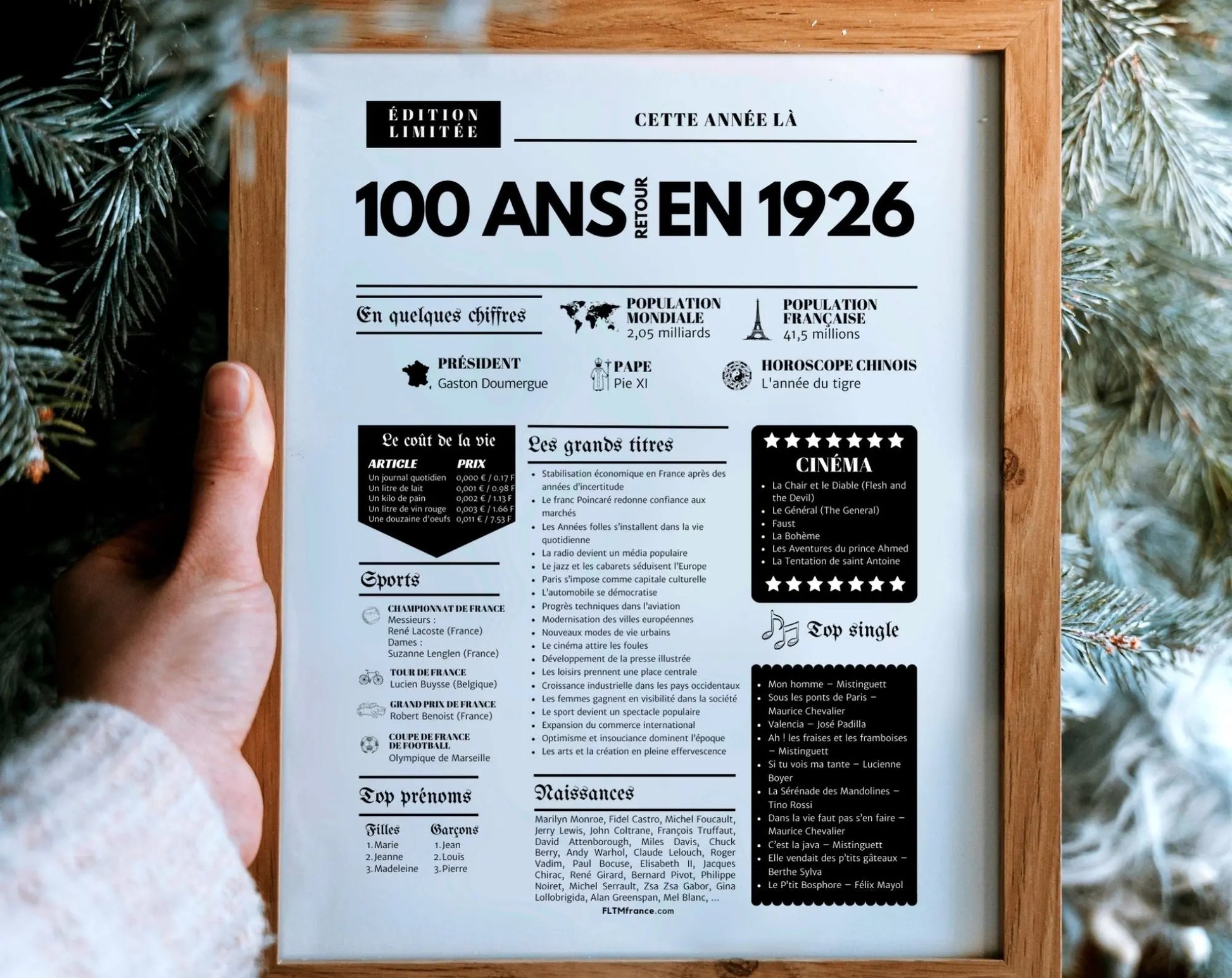 Affiche 100 ans retour en 1926 - Journal de l'année FLTM