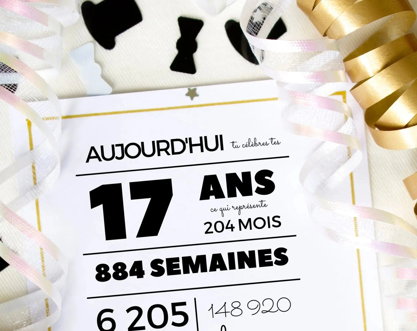 Affiche 17 ans, 204 mois, 884 semaines - Carte anniversaire FLTMfrance