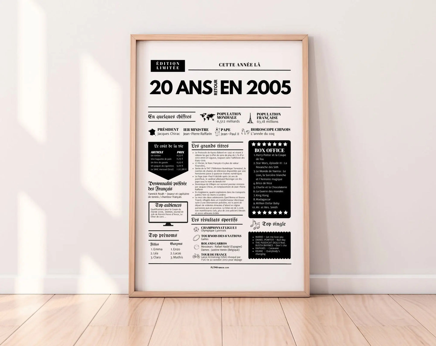 Affiche 20 ans retour en 2004 année de naissance FLTMfrance