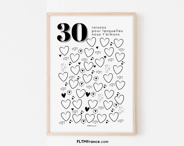 Affiche 30 raisons pour lesquelles nous t'aimons - Livre d'or 30 ans