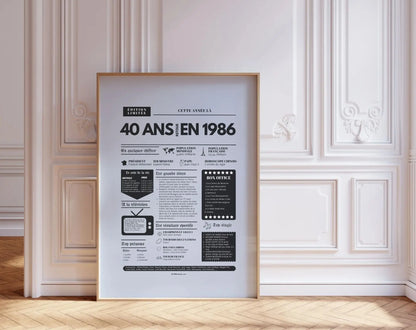 Affiche 40 ans retour en 1986 - Journal de l'année FLTM