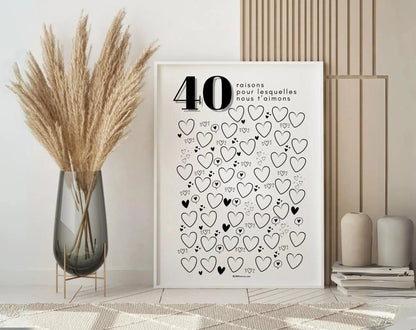 Affiche 40 raisons pour lesquelles nous t'aimons - Livre d'or 40 ans FLTMfrance