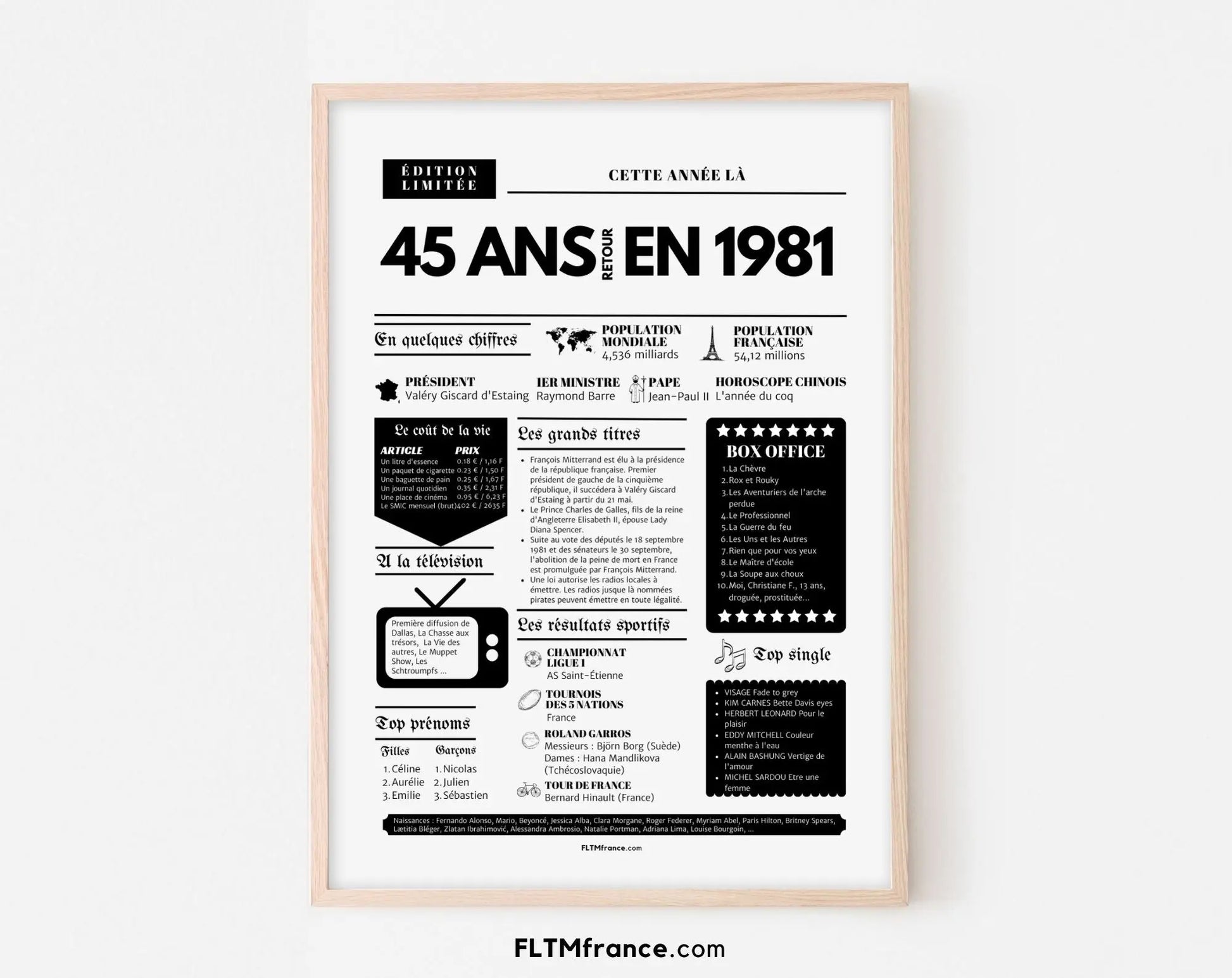 Affiche 45 ans retour en 1981 - Journal de l'année FLTM