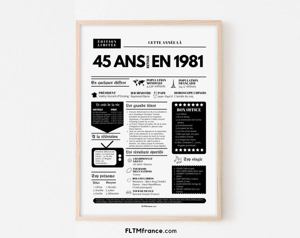 Affiche 45 ans retour en 1981 - Journal de l'année