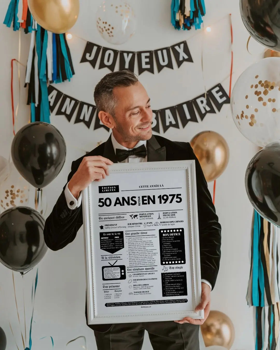 Affiche 50 ans retour en 1975 - Journal de l'année FLTMfrance