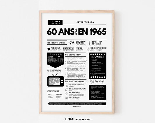 Affiche 60 ans retour en 1965 - Journal de l'année FLTMfrance